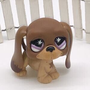 Littlest Pet Shop LPS 665 Brown Basset Hound Dog Purple Splash